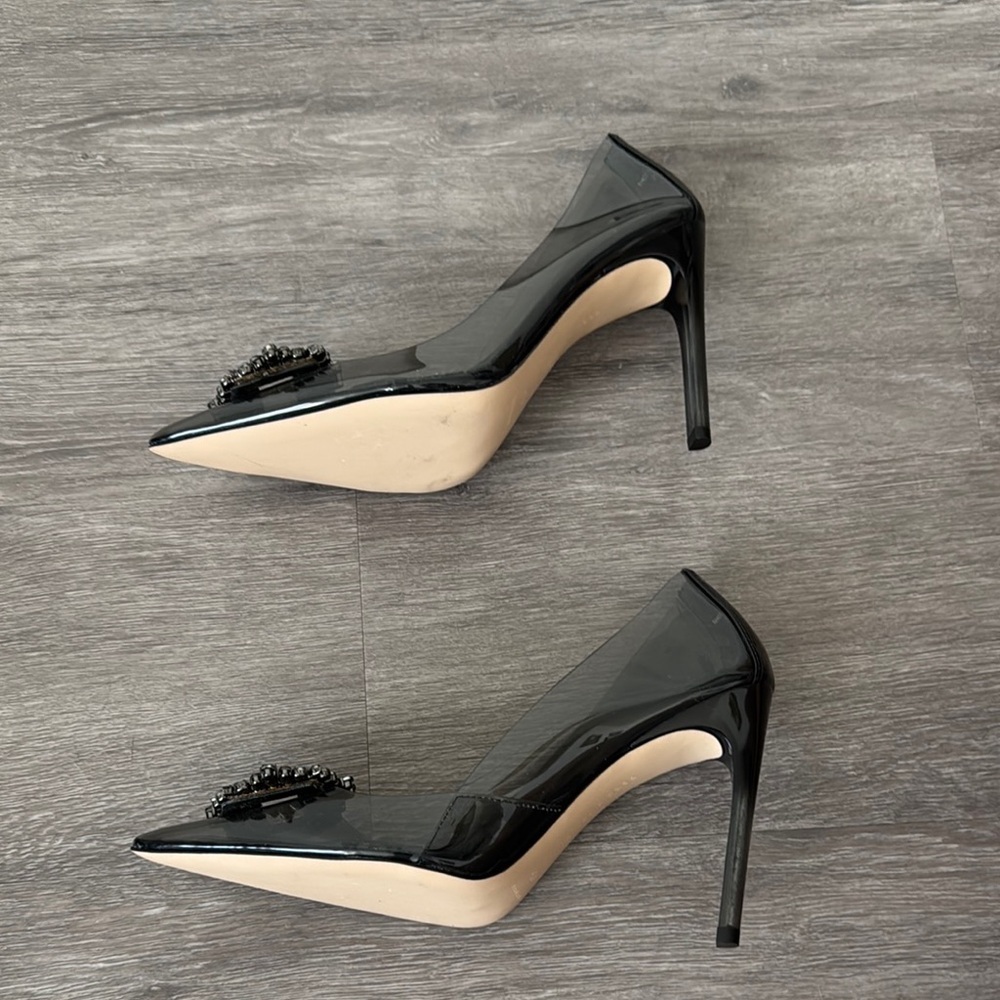 Good American Cinder-F*CKING-RELLA Jeweled Pump In Light Smoke Size 9.5 - Picture 5 of 10